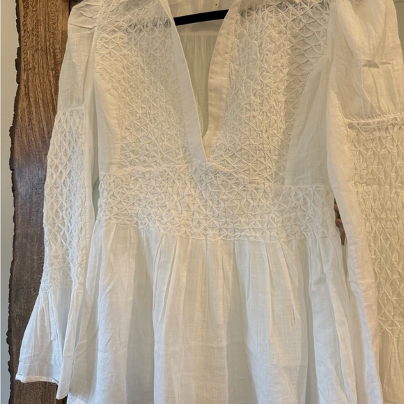 by Anthropologie | White Smocked Blouse | S - Picture 2 of 4